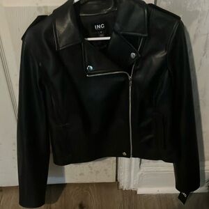 Inc pleather moto jacket deep black brand new
